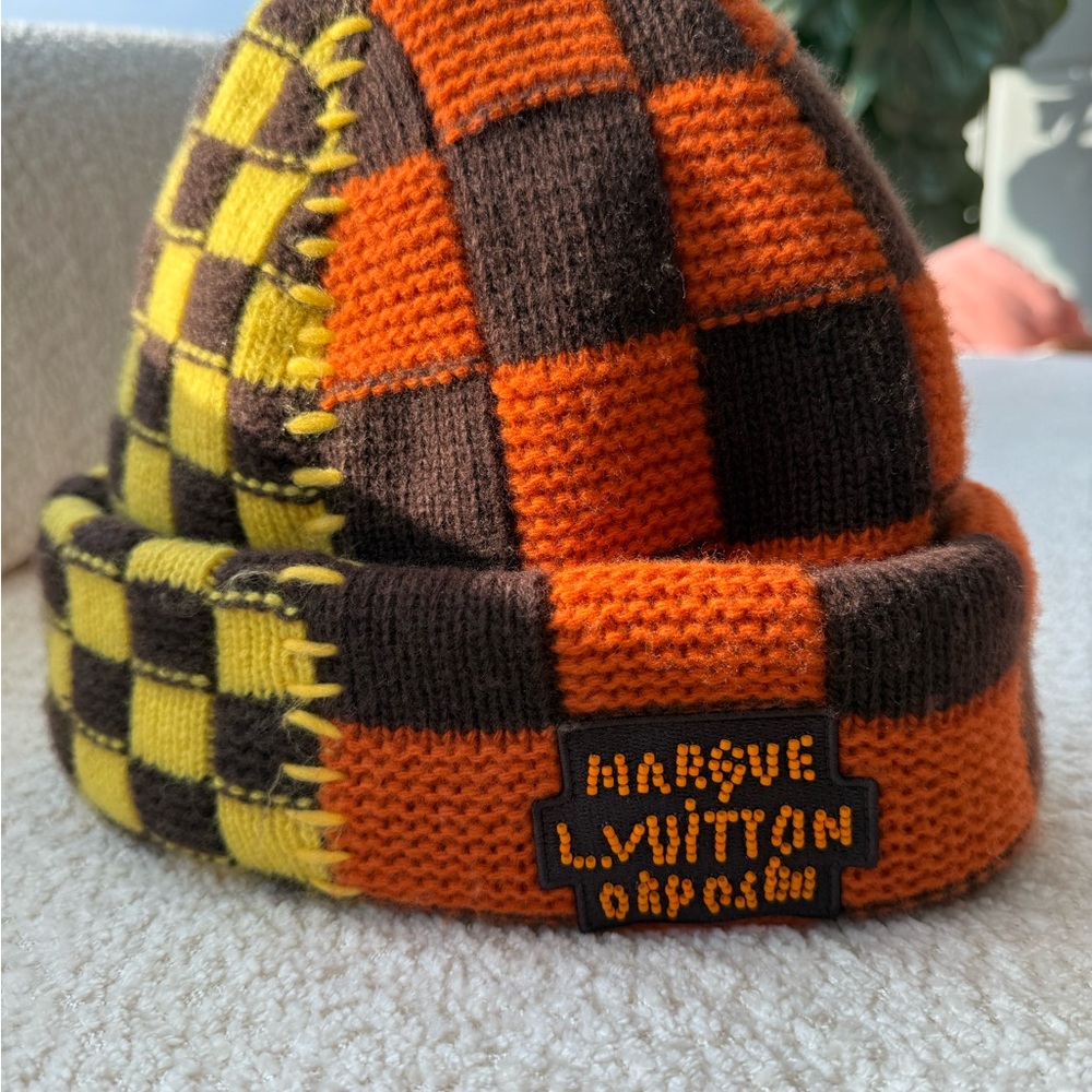 Louis Vuitton Orange and Brown Knit Beanie